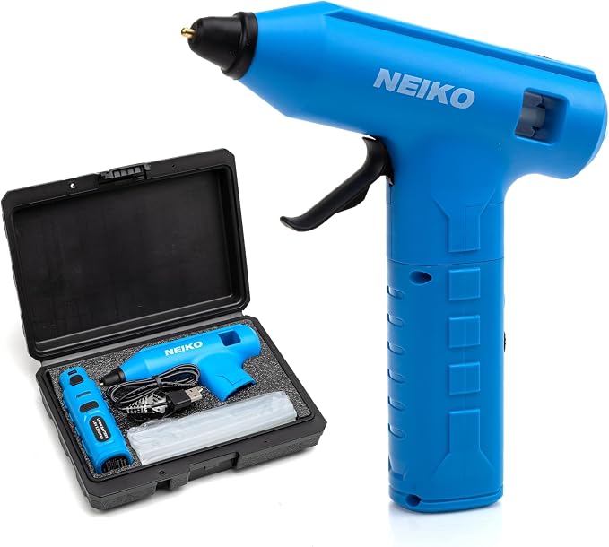 NEIKO 10582A Cordless Glue Gun, 20W Rechargeable Hot Glue Gun, 20 Glue Sticks Included, Wireless Anti Drip Nozzle Mini Glue Gun for Arts and Crafts, Mini USB Charging Port, Insulated Nozzle