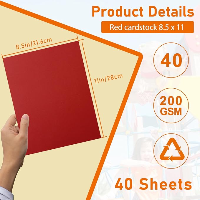 Guakicae 40 Sheets Dark Red Cardstock 8.5 x 11 Crafting Paper 75lb