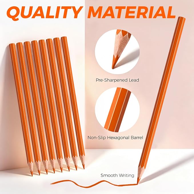 10 PCS Orange Colored Pencils, Pre-sharpened Professional Wooden Art Pencils Set for Artists Painting | Premium Drawing Sketching Supplies