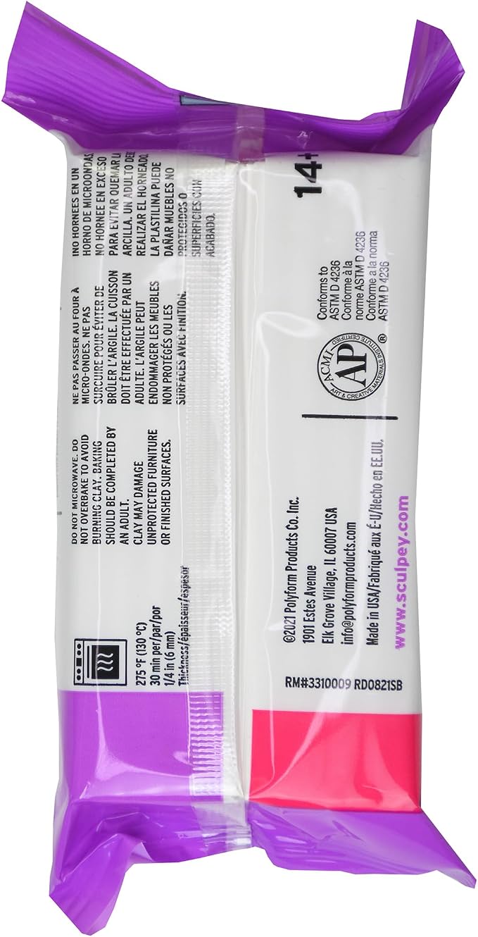 Sculpey Premo Black 1 lb Bar - Oven-Bake Polymer Clay for Jewelry & Art | Professional Grade Modeling Clay, Non-Toxic, Soft & Durable, Perfect for Caning, Mokume Gane, Charms & Figurines