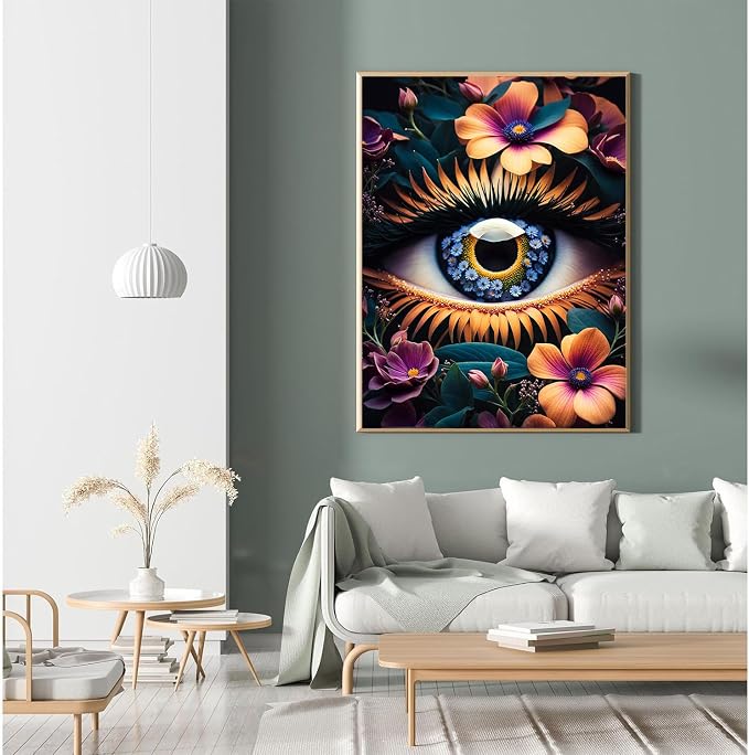 Meothan Diamond Art Kits for Adults Eye Flower Diamond Painting Kit 12x16in | 5D Eye Diamond Art Painting Kit for Adult, DIY Full Round Drill Flowers Gem Art Diamond Dots Kits for Home Wall Decor Gift