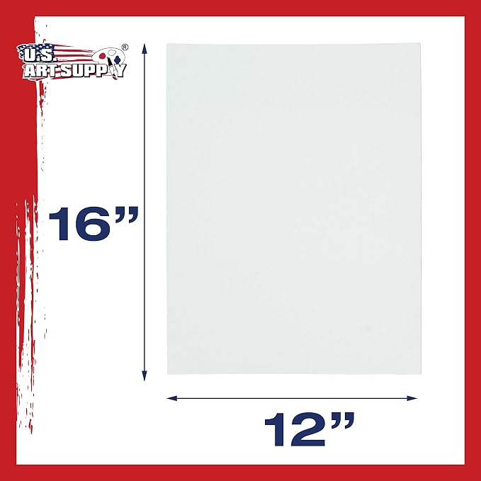 U.S. Art Supply 12 X 16 Inch Art Canvas Board Panels 4 Pack - 8 Ounce | Heavyweight Cotton Acid Free Canvases for Painting Acrylics and Watercolor (1 Case of 4 Single Canvas Painting Panels)