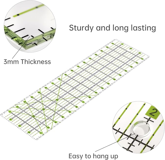Rotary Cutter Set Green - Quilting Kit incl. 45mm Fabric Cutter, 5 Replacement Blades, A2 Cutting Mat, Acrylic Quilting Ruler, Sewing Clips, Craft Knife Set, Ideal for Crafting, Sewing, Patchworking