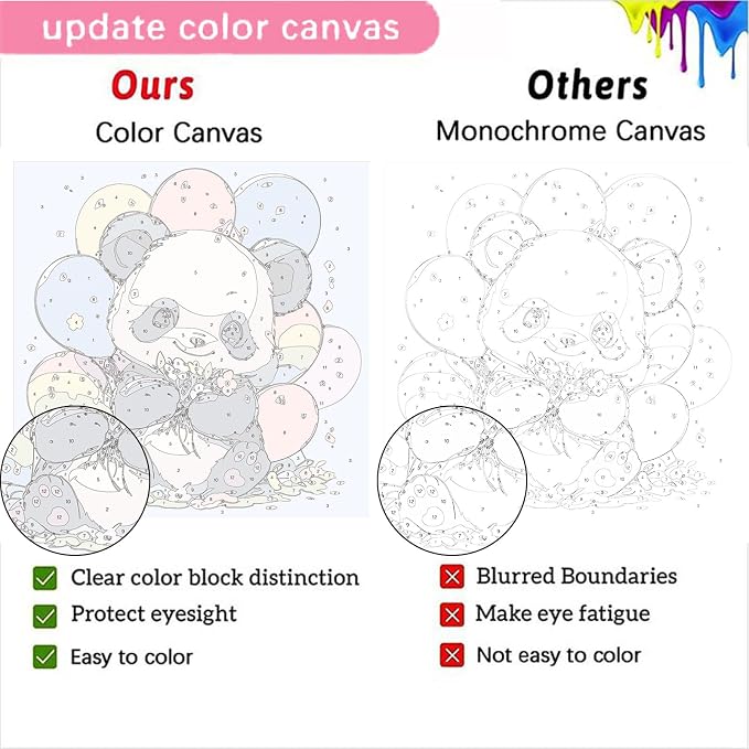 4 Pack Animal Paint by Number for Kids with Wooden Frame - Wooden Easel | Paint by Numbers for Kids Ages 4-8-12, Easy Panda Sea Turtle Owl Cow DIY Oil Painting Kits for Home Wall Decor (8X8 inch)