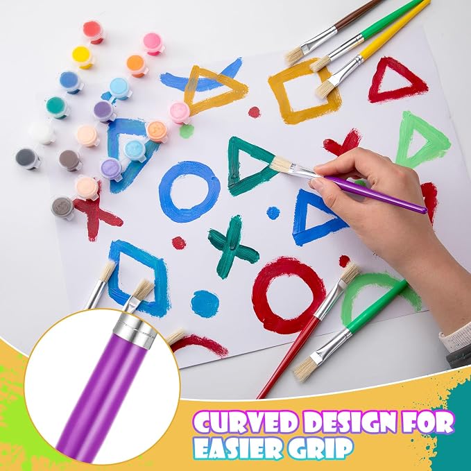 YGAOHF Paintbrushes Kids, 22 Pcs Round & Flat Toddler Kids Paint Brushes, Chubby Paint Brushes for Kids Bulk, Preschool Paint Brush for Acrylic Oil Watercolor Washable Paint Kit, Easy Hold & Clean