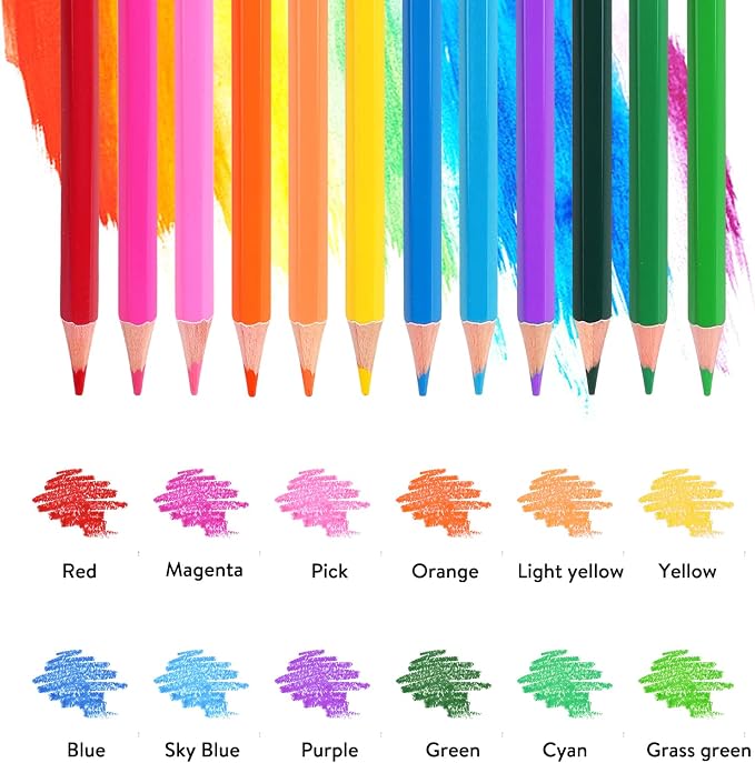 12-Color Colored Pencils Professional Coloring Pencils for Adults Art Color Drawing