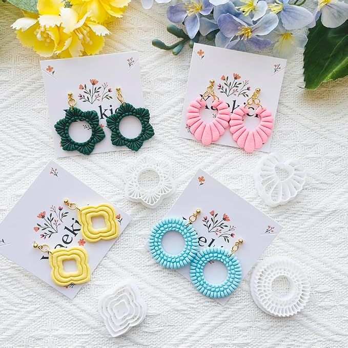 Geometric Pattern Polymer Clay Cutters Set – Molds and Clay Cutters for Polymer Clay, Clay Earring Tools