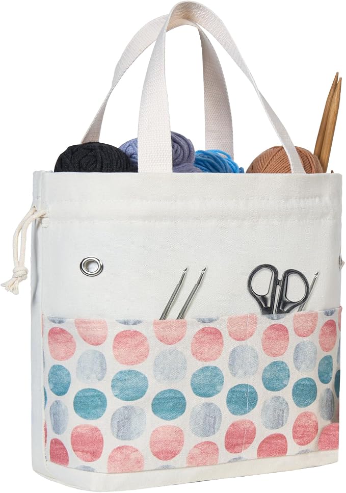 TOGETRUE Yarn Bag, Knitting Crochet Tote Bag, Yarn Storage Bags Organizer, Crochet Bags for Crocheting Project, Store Skein Ball, Short Knitting Needle (Point Shape)