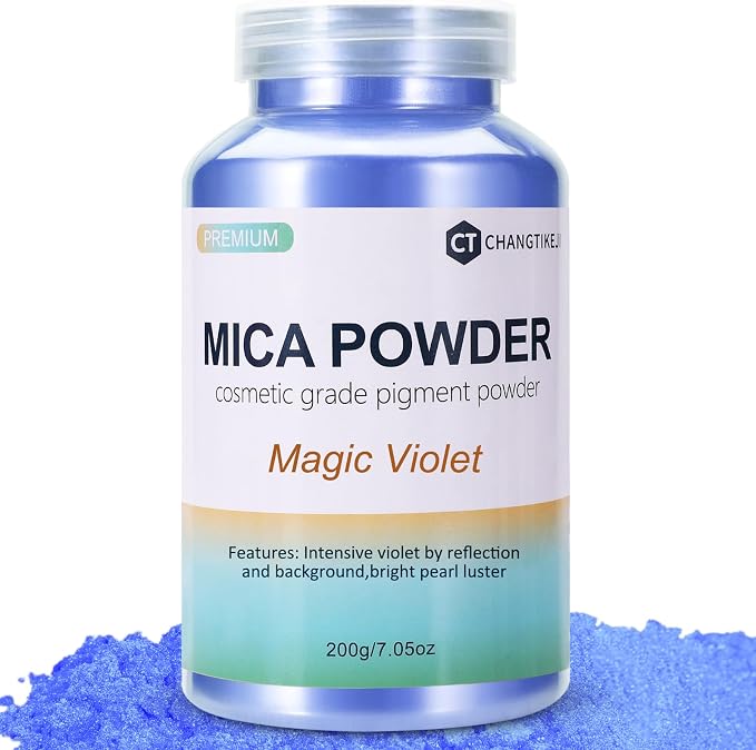 Mica Powder,7.05OZ（200g）,Magic Violet Mica Powder Pigment for Epoxy Resin，Lip Gloss，Car Paint，Dye，Soap Making，Nail Polish,Epoxy Resin,Candle Making,Bath Bombs