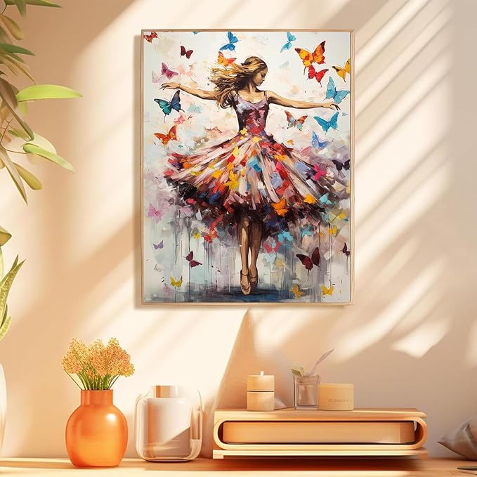 Dancing Girl Paint by Numbers Kit for Adults Framed Canvas, Frameworkless