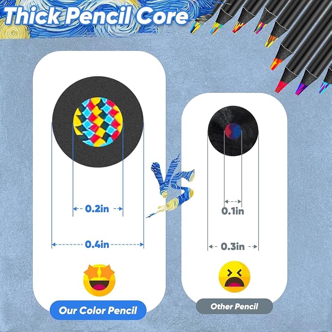 Hapikalor Colored Pencils, 8 Rainbow Pencils, Art Supplies for Children | Stocking Stuffers for Kids, Teen Girls Boys Gifts Trendy Stuff, Birthday Party Favors Arts and Crafts 5-12 Year Old