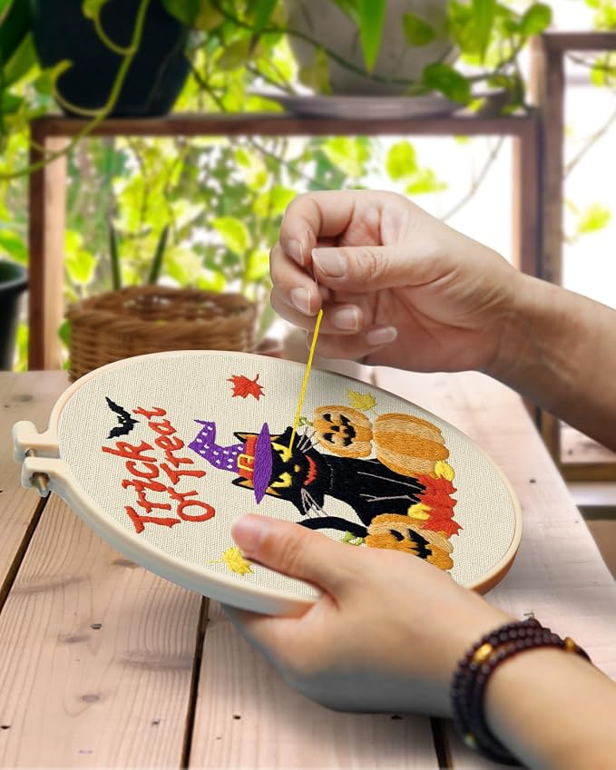 TINDTOP Halloween Embroidery Kit for Adult, Embroidery Stitch Practice kit