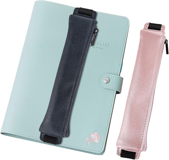 MoKo Elastic Pen Holder for Notebook, 2 Pack PU Leather Pouches
