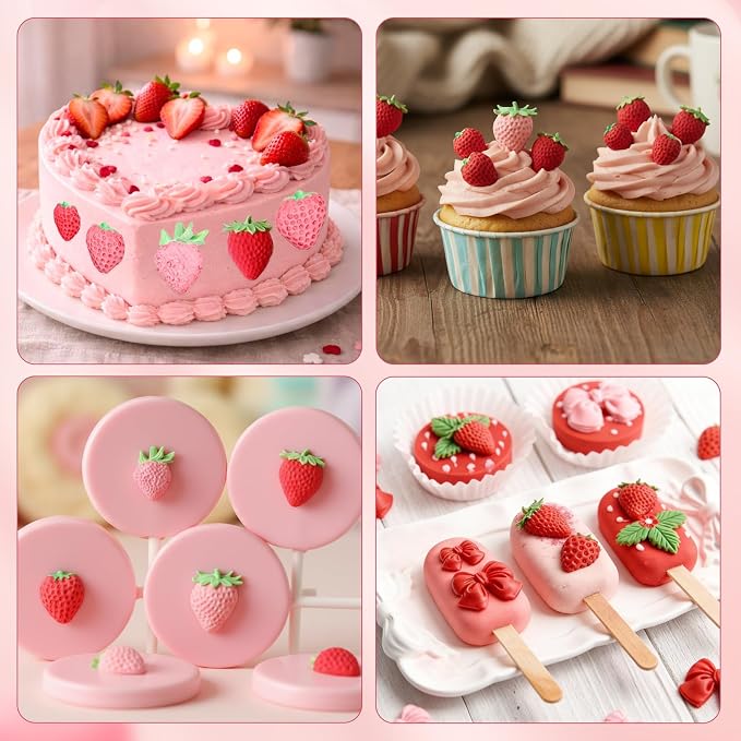 Pimoys 5 Pcs Strawberry Silicone Mold Set for Wax Melt Candy Cake