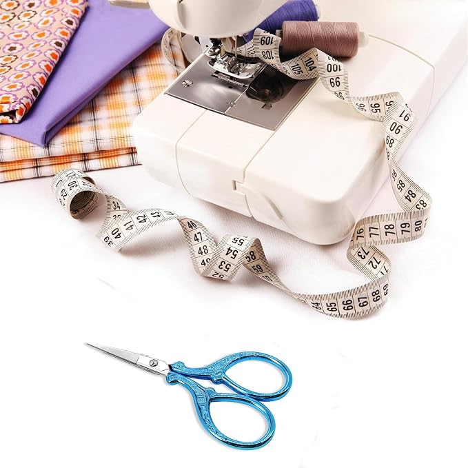 Small Thread Scissors 3.6 inch Stainless Steel Classic Scissors | Embroidery Scissors with Leather Cover Sewing DIY Tools Small Shear for Needlework DIY Craft Thread Cutting Cross Stitch
