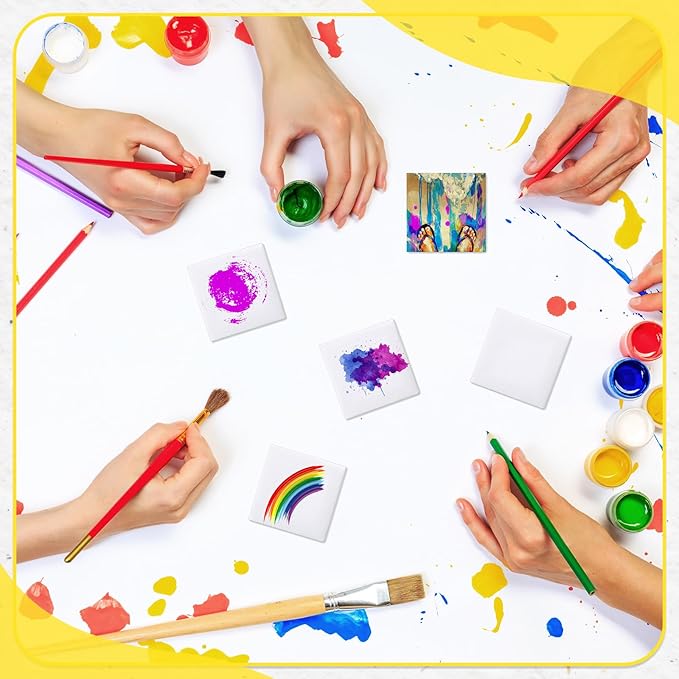 Maitys 100 Pcs 2 x 2 Inch Mini Canvas Panels Bulk Small Stretched Canvas Blank Square Boards for Painting Teenagers Art Kids Craft Oil Acrylics