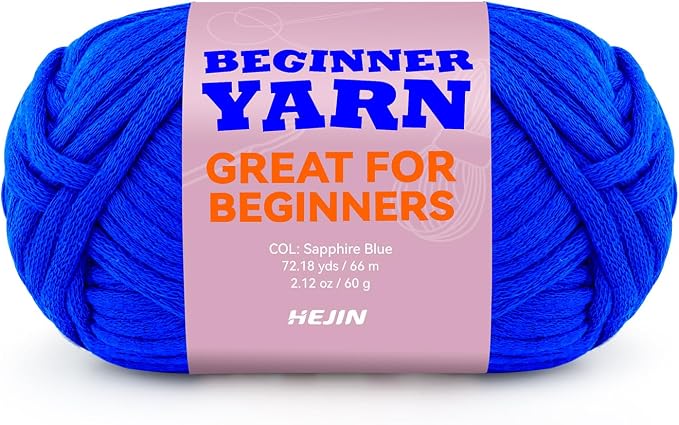 60g Diamond Blue Yarn for Crocheting and Knitting;66m (72yds) Cotton Yarn for Beginners with Easy-to-See Stitches;Worsted-Weight Medium #4;Cotton-Nylon Blend Yarn for Beginners Crochet Kit Making