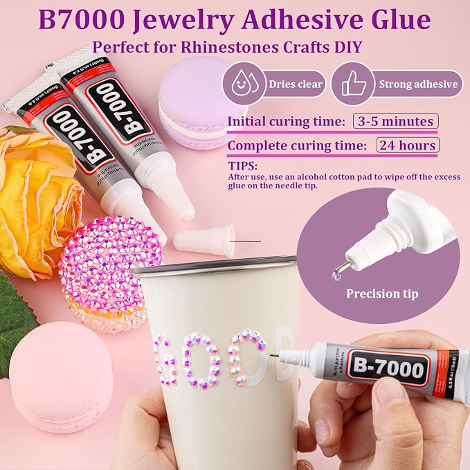 25000Pcs Resin Rhinestones for Crafting, Light Pink AB 2-6mm Mixed Sizes Non Hotfix Flatback Gems with 1Pcs Glue, Bedazzling Crystal for DIY Craft Clothing Mugs Tumblers Shoes Fabric Decor Nail Art