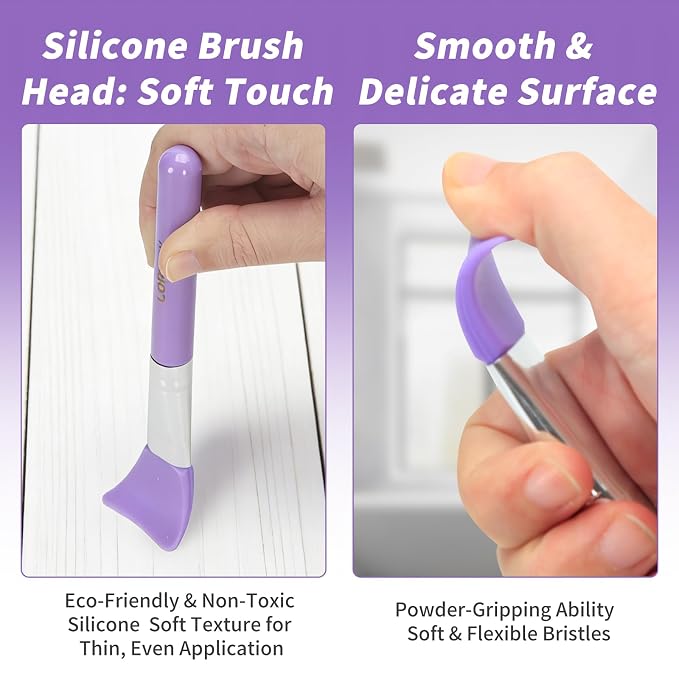 LORMAY 7-Piece Silicone Brush Set for UV Resin Crafts and Makeup, Purple | Easy Clean for DIY Epoxy Art and Makeup, Soft Reusable Tools, Gentle Applicator Suitable for All Skin Types