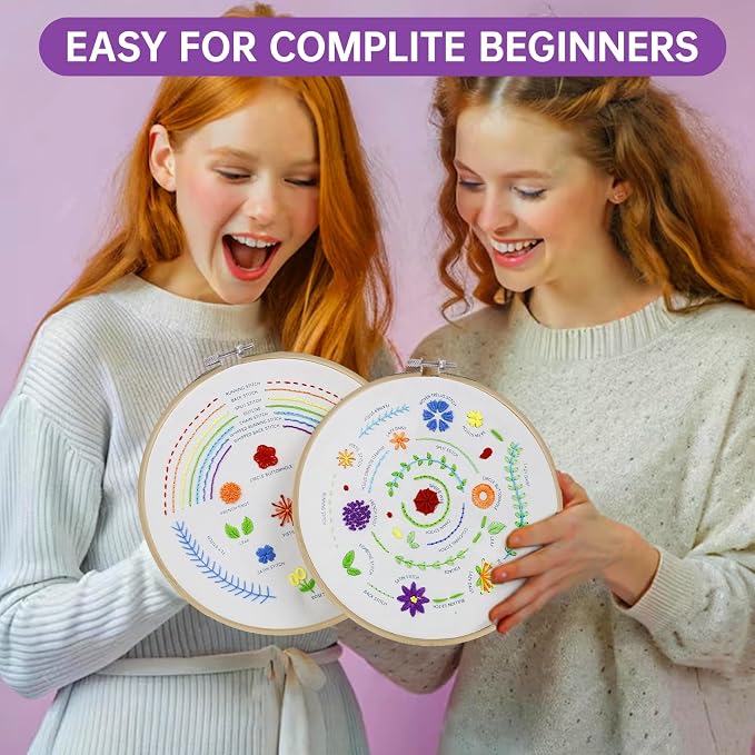 CYANFOUR 5 Stage Embroidery Kit Easy to Learn from Video & Guidance | Easy to Learn 33 Different Stitch, Includes Multiple Accessories, Gift for Craft Lovers