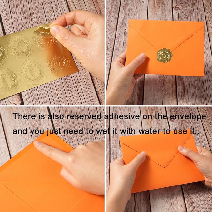 50 Pack A7 Colorful Envelopes with 5x7 Folded Cardstock Gold Stickers | With Blank Cards For Greeting Cards, Wedding, Birthday Party, Baby Showers, Invitations