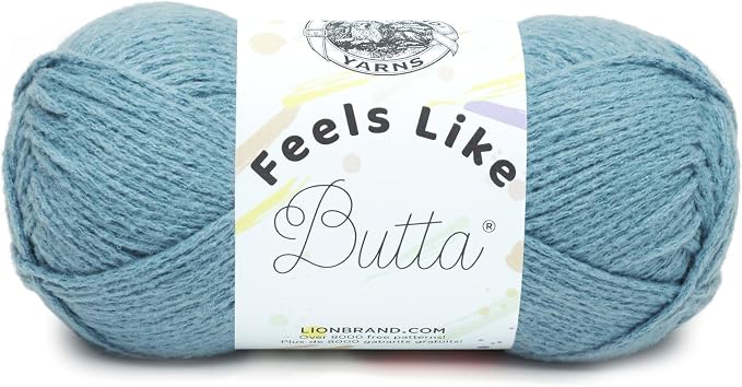 Lion Brand Yarn Feels Like Butta Soft Yarn for Crocheting and Knitting, Velvety, 1-Pack, Dusty Blue | Buttery Soft Machine Washable Worsted Weight Knit Fiber for Cuddly Baby Blankets, Warm Sweaters, Smooth Amigurumis