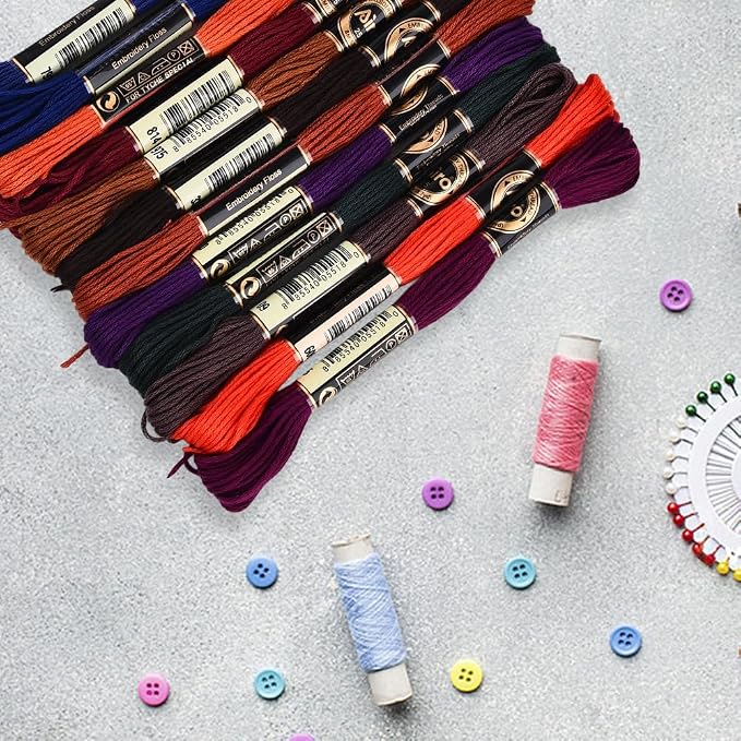 12 Skeins 6 Strands Hand Variegated Embroidery Floss Gradient Cross Stitch Thread Polyester Friendship Bracelet String Yarn Bracelets Threads Bulk for Sewing Knitting Craft Crochet Stitching