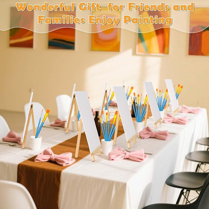 100-Pack 8x10 Inch Canvas Boards for Painting – Complete Art Kit with 50 Brushes, 20 Art Aprons & Paint Trays – Includes Mini Easel for Adults Beginners & Party Art Projects Home Deco