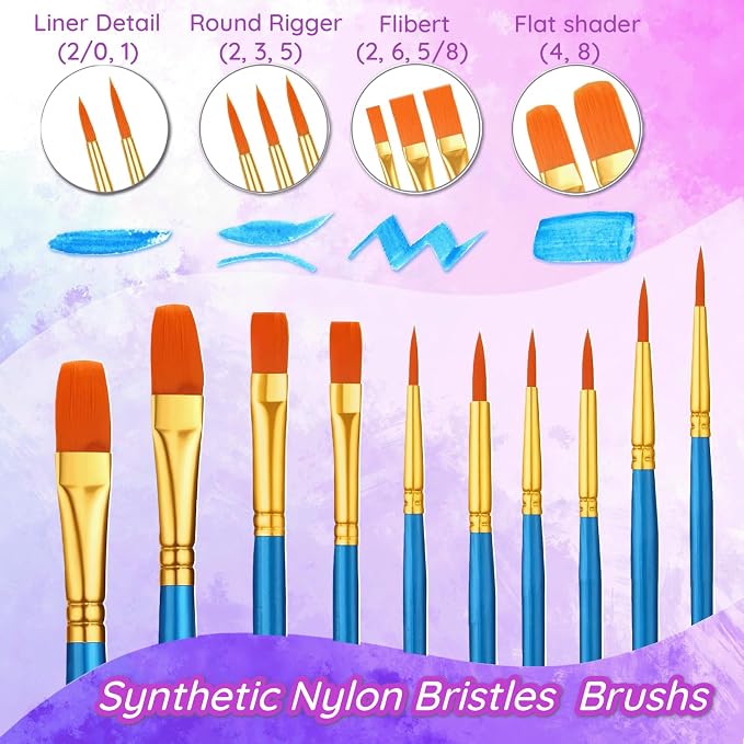 528PCS Valued Paint Brushes and Palettes Set，48Pack of 480PCS Paint Brushes Bulk, 48 Paint Paint Trays, Artist Acrylic Brushes Nylon Brush Head, Suitable for All Purpose Oil Watercolor Painting Set