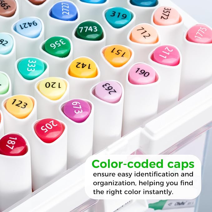 Ohuhu Alcohol Markers Fine& Chisel 48 Landscape Colors for Beginners Adults | Art Marker Set for Cozy Coloring Illustration Drawing Sketching, Dual Tips Alcohol-based Markers, Great Value Pack