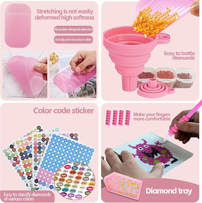 DNSGOOR 244Pcs Diamond Art Accessories Kit with A3 LED Light Pad