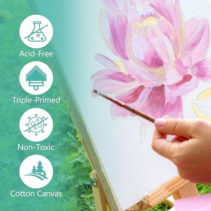ESRICH Long Canvas for Painting 24x48 Inch, 3Pack Stretched Canvas for Painting, Primed Acid-Free Cotton Rectangular Blank Canvases, Art Paint Canvases for Oil,Watercolor,Acrylic Paint,Gouache