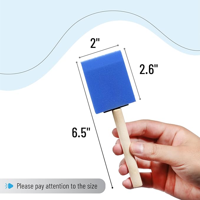 Bates- Foam Paint Brushes, 2 Inch, 75 Pack, Blue Foam Brushes for Painting with Lightweight Wooden Handles