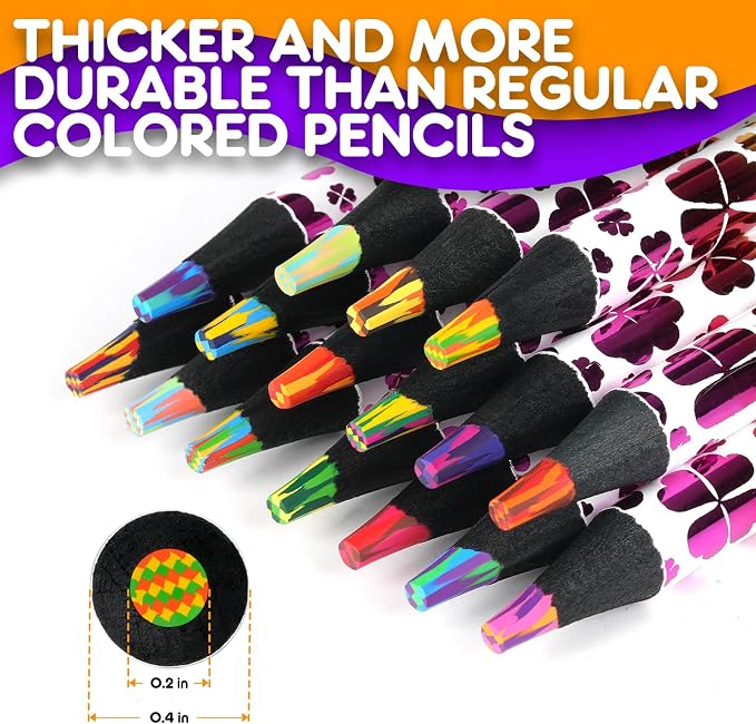 16 Rainbow Colored Pencils, Drawing Art Supplies, Multicolored Pencils Kids | Tween Girls Trendy Stuff Party Favor Crafts, Jumbo Fun Pencils for Drawing Sketching Coloring, Easter Basket Stocking Stuffer