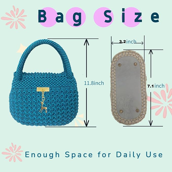 SHENJILL Phoenix Tail Bag Crochet Kit for Beginners Hand Bag Crochet Kit with Step-by-Step Videos and Written Instruction Crocheting Kits for Adults Easy Starter Yarn for Crocheting (Peacock Green)