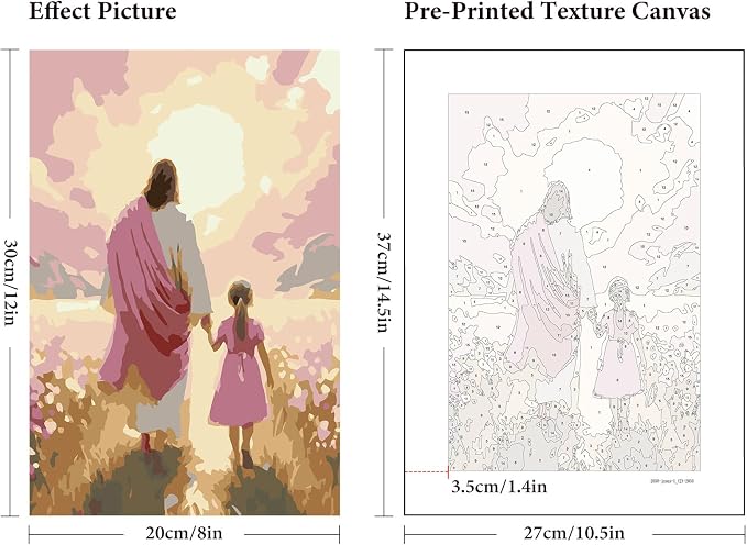 6 Pack Paint by Numbers Kit for Adults Jesus, Without Frame 10x14 Inch | Christian Adult Paint by Number Kits on Canvas, DIY Acrylic Painting by Numbers, Stress Relief Gift, For Home Wall Decor