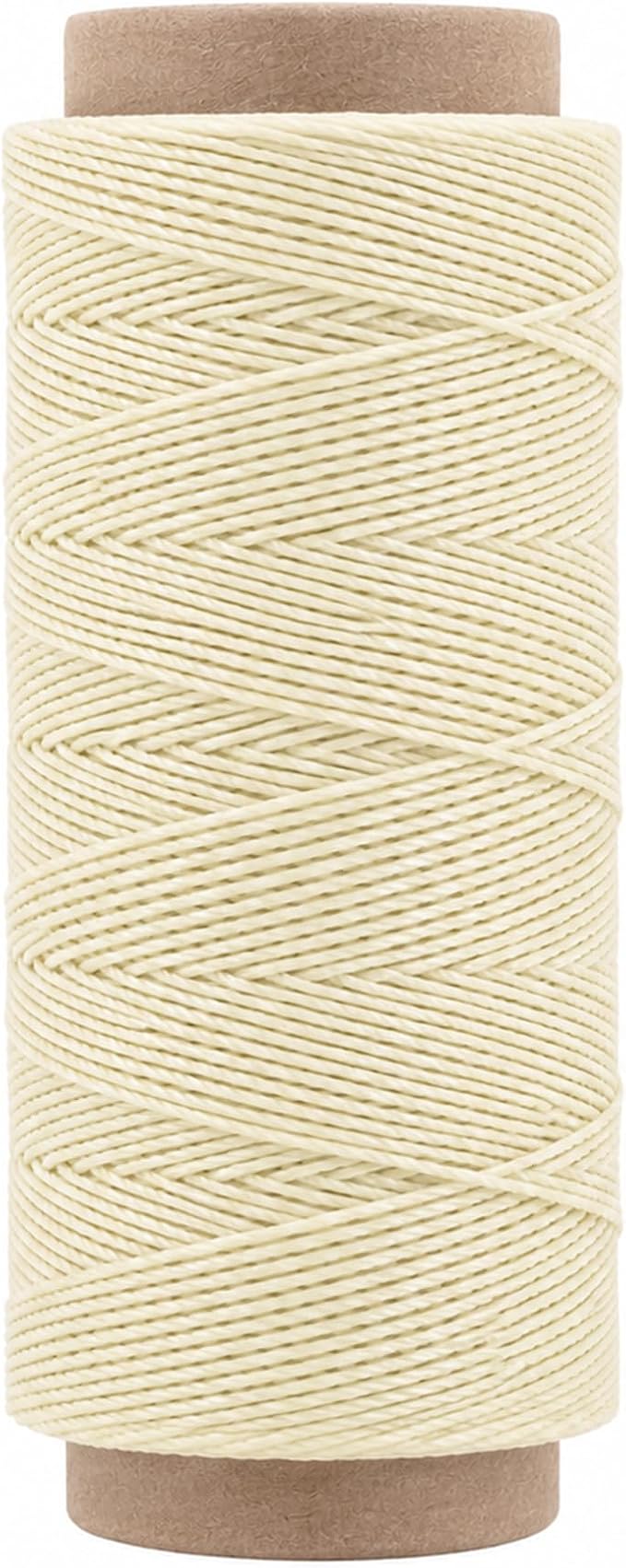 Mandala Crafts 50M 1mm Antique White Round Waxed Thread for Leather Sewing
