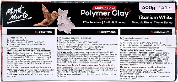 Mont Marte Make n Bake Polymer Clay 400g - Titanium White (Pack of 3)