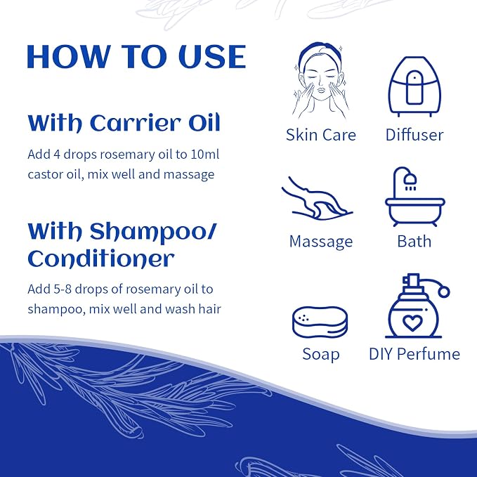HIQILI Rosemary Oil for Hair Care, Diffuser & DIY