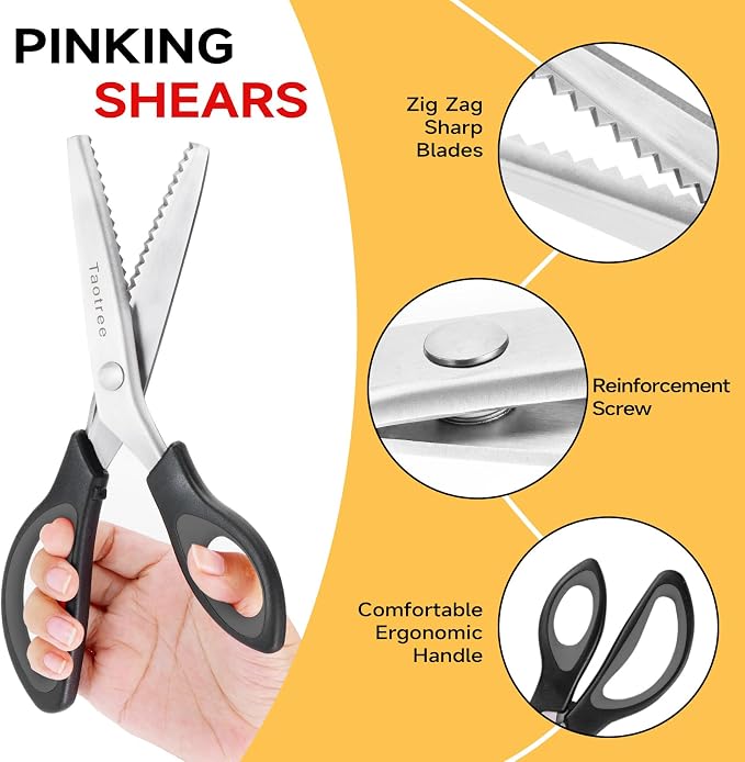 Sewing Scissors for Fabric Cutting, Taotree 9.5" Pinking Shears for Fabric