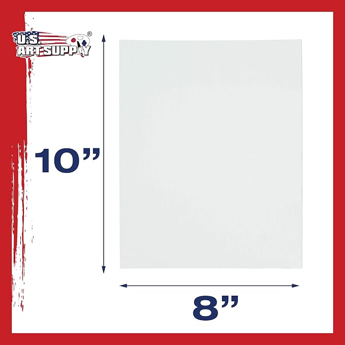 U.S. Art Supply 8 X 10 Inch Art Canvas Board Panels 48 Pack - 8 Ounce | Heavyweight Cotton Acid Free Canvases for Painting Acrylics and Watercolor (1 Case of 48 Single Canvas Painting Panels)