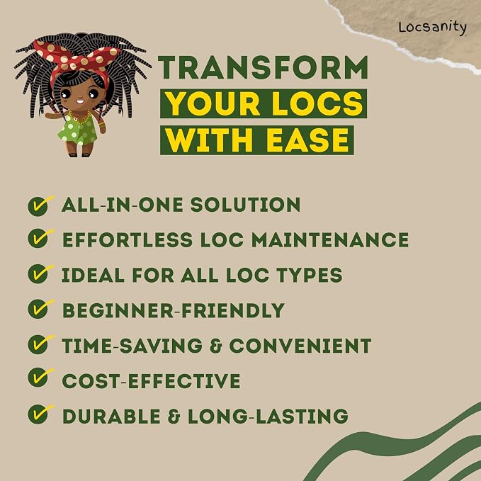 Locsanity Dreadlock Retightening and Interlocking Tool Kit for Sisterlocks - Dual-Ended Metal Crochet Needle for Microlocks, Small & Medium Locs Maintenance