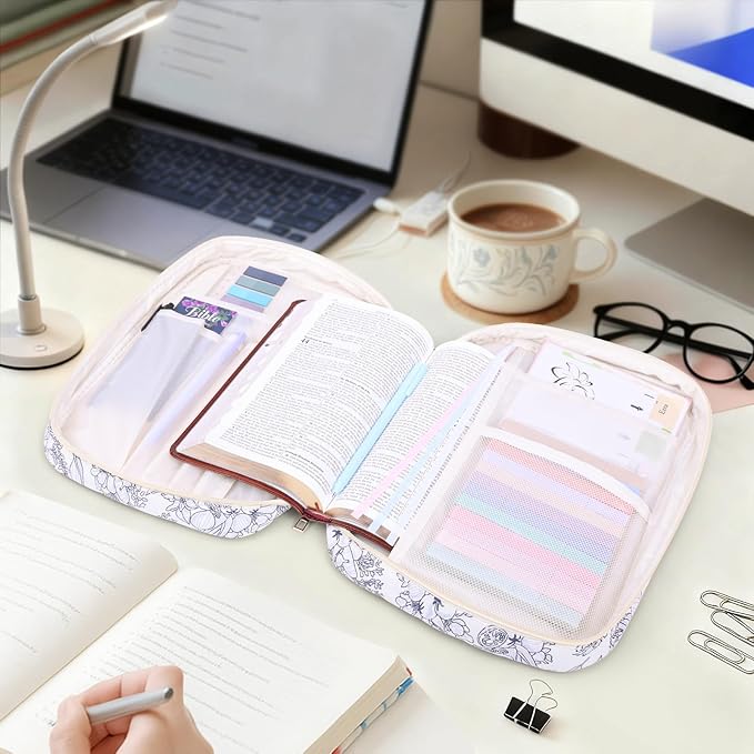 XKDOUS Bible Cover Case for Women Bible Bag Journaling Kit w/Study Supplies