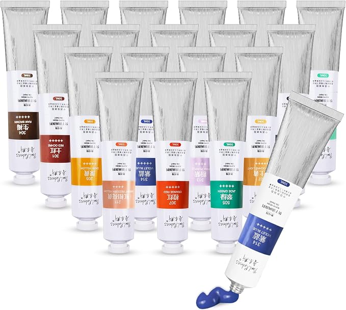 Paul Rubens Oil Paint, 18 Bright Oil Colors Art Supplies with High Saturation, 50ml Large Capacity Tubes, Faster Drying Time with Creamy Texture and Consistency for Artists, Students, Beginners | Art Supplies with High Saturation, Creamy Texture and Co...