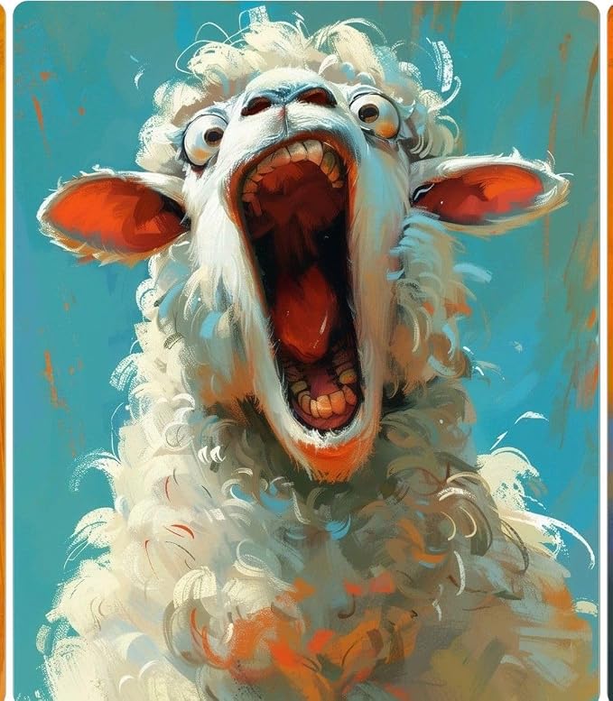 FunLynJoy Paint by Numbers for Adults Beginner, Funny Animals Paint by Numbers Funny Pet 16 x 20 Inch (Sheep)