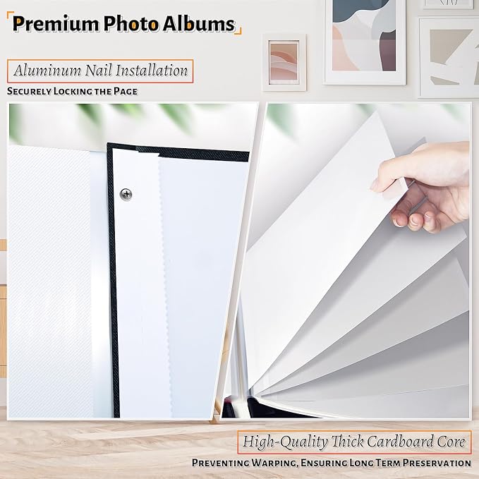 Artfeel Photo Album Self Adhesive Scrapbook,120 Pages Large Photo Book for 4x6,5x7,8x10 Pictures,DIY Album for Baby Wedding Family Travel Birthday,with Metallic Pen and Scraper