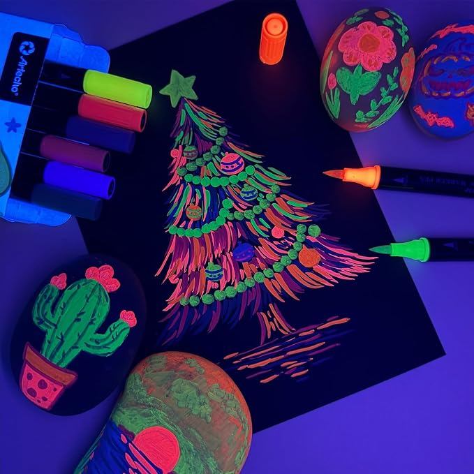 Artecho Acrylic Paint Markers 8 Fluorescent Colors