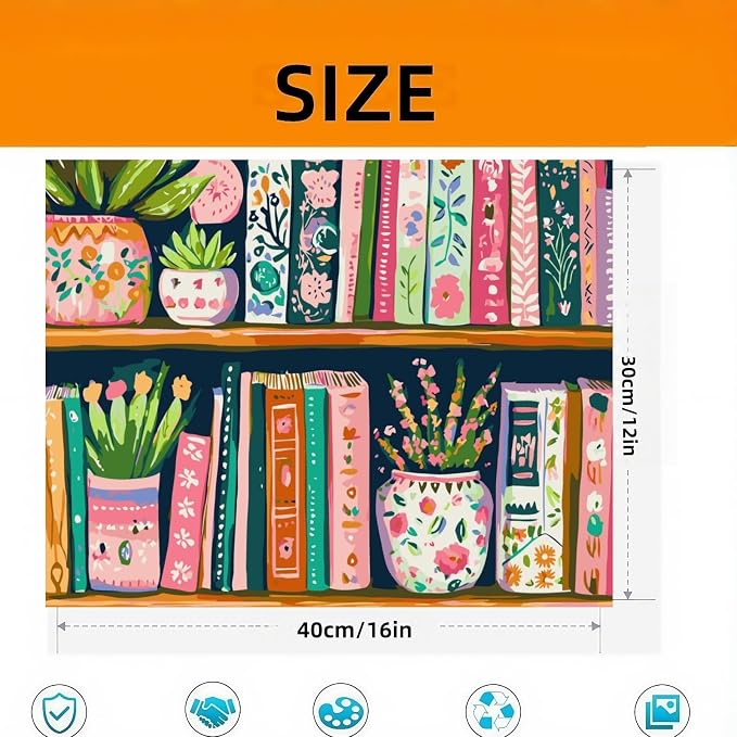 Book Flower Paint by Numbers Kit On Canvas for Adults Beginners 12x16In | Easy DIY Acrylic Oil Painting Kits for Home Wall Decor