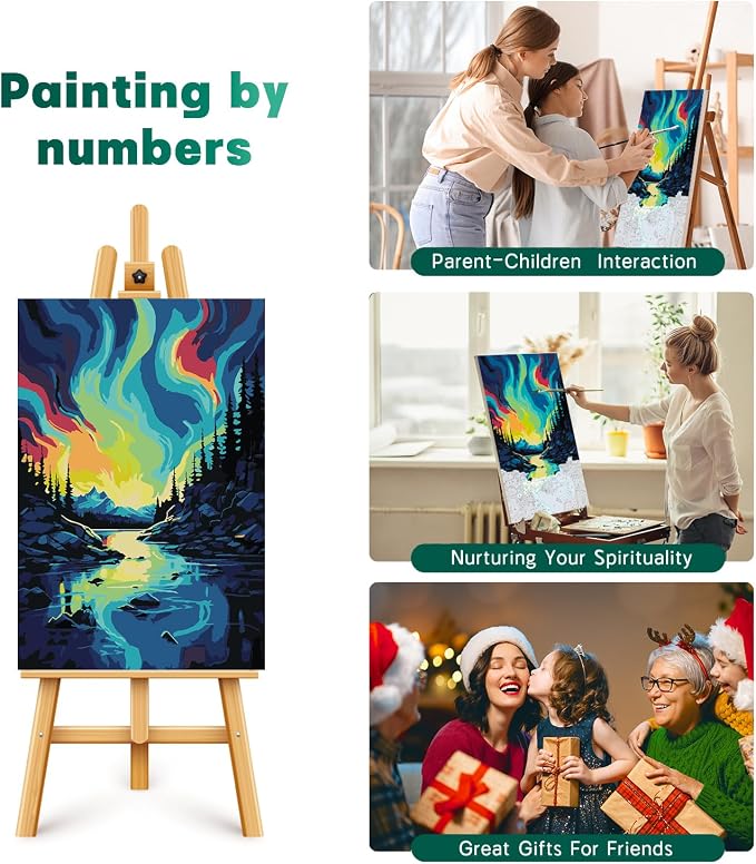 Framed Paint by Numbers Kit for Adults Beginner 8x12 Inch, Starry Night Adult Paint by Number Kits on Canvas, DIY Acrylic Watercolor Landscape Oil Paint by Number for Adults for Home Decor Gift