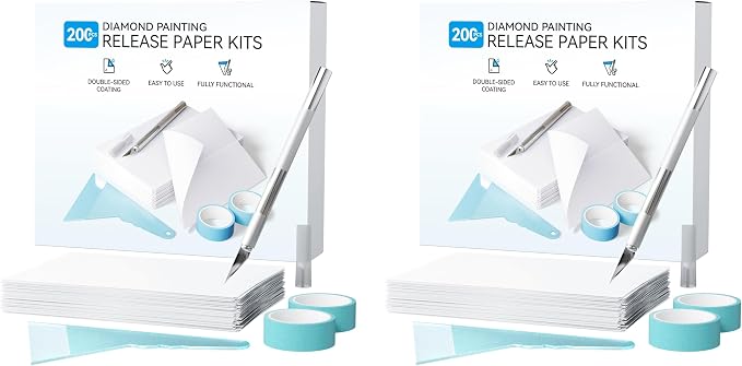 ARTDOT 200-Piece Double-Sided Non-Stick Release Paper for Diamond Art Kits for Adults, 15x10 cm Thickened Cover Replacement Sheets as Diamond Painting Accessories and Tools (Pack of 2)